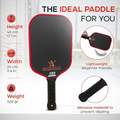 Carbon Fiber Pickleball Paddles with 4 Indoor Pickleball Balls - Top Performing T700 Pickleball Paddle USA Approved - Ace Your Journey with Our Pickle Ball Paddle