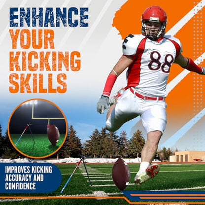 True Strike Pro Football Kicking Tee - Ultimate Football Tee Compatible with All Ball Sizes, Bonus Goal Kicking Tracker, Field Goal Football Holder