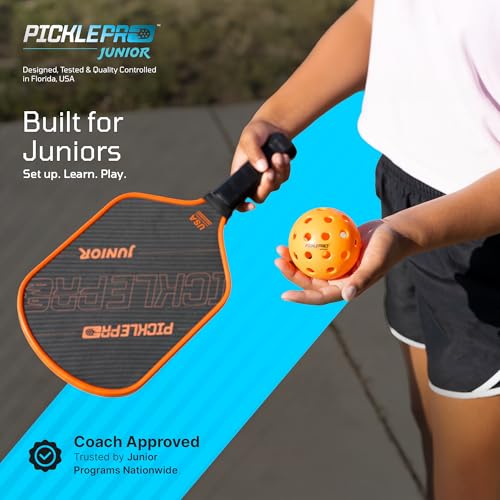 PicklePro Junior Outdoor & Indoor Pickleball Balls for Beginners – Lightweight LDPE 40-Hole Design for Stable Flight, Durable Construction for Training and Youth Play, USAPA Compliant