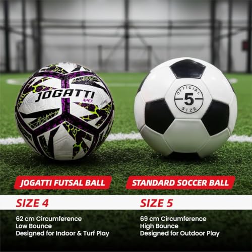 Apex Hybrid Futsal Ball – Professional Match Quality Indoor Soccer Ball Size 4 - Textured PU Surface for Enhanced Grip & Control, Butyl Bladder, Multi-Layered Backing & 12 Embossed Panels.