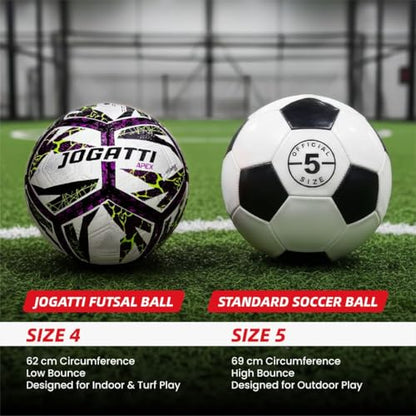 Apex Hybrid Futsal Ball – Professional Match Quality Indoor Soccer Ball Size 4 - Textured PU Surface for Enhanced Grip & Control, Butyl Bladder, Multi-Layered Backing & 12 Embossed Panels.