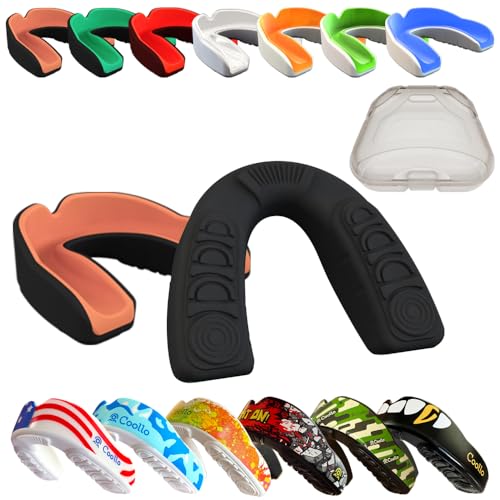 Boil and Bite Mouth Guard (Youth & Adult) Custom Fit Sport Mouthpiece for Football, Hockey, Rugby, Lacrosse,Boxing,MMA(Free Case Included) - color: Pumpkin Orang & Black, size: Youth -Ages 10 & Below