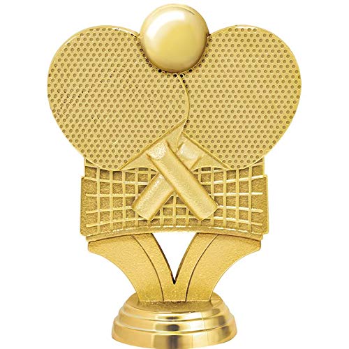 Table Tennis Trophies, 6" Gold Table Tennis Paddles Trophy with Custom Engraving, Great Ping Pong Awards Prime