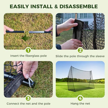 DUMOS Golf Net for Backyard, 10x7 ft Golf Practice Net with Frame, Outdoor Indoor Hitting Net, Personal Driving Range for Home Garage, Sturdy Training Equipment Aids for Swing