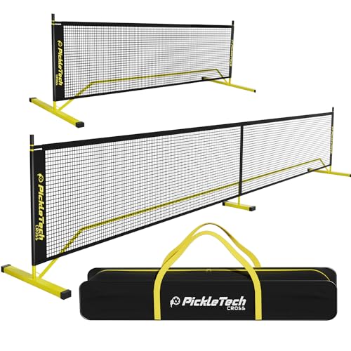 PICKLETECH 4.0 Slim Version Portable Pickleball Nets Outdoor Game 22 FT Pickleball Net-USAPA Regulation Size-Pickle Ball Net System with Carrying Bag for Driveway - color: Yellow, size: 2in 1