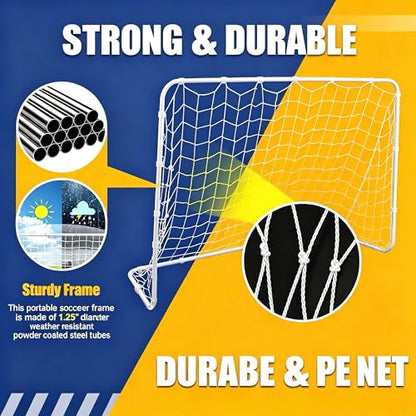ZENY Portable Soccer Goal for Backyard,12x6 / 10x6.5 / 8x5 / 6x4 ft Kids Adults Soccer Net and Frame for Home Backyard Practice Training Goals, Soccer Training Equipment - style: 6 x 4FT - Metal