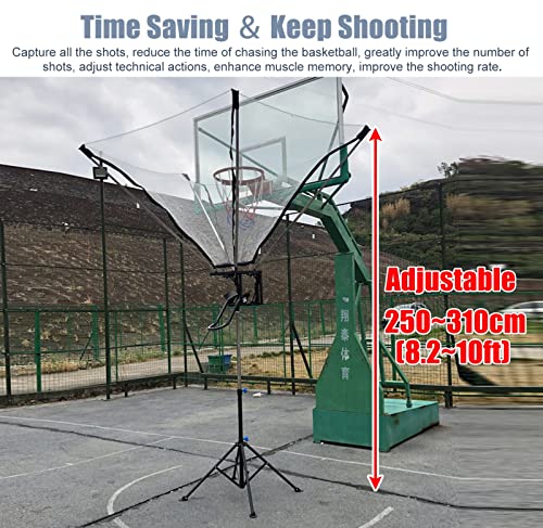 Basketball Hoop Returner Shot Return Apparatus - Metal Shooting Trainer for Time Saving Floor Standing Attachment Aid
