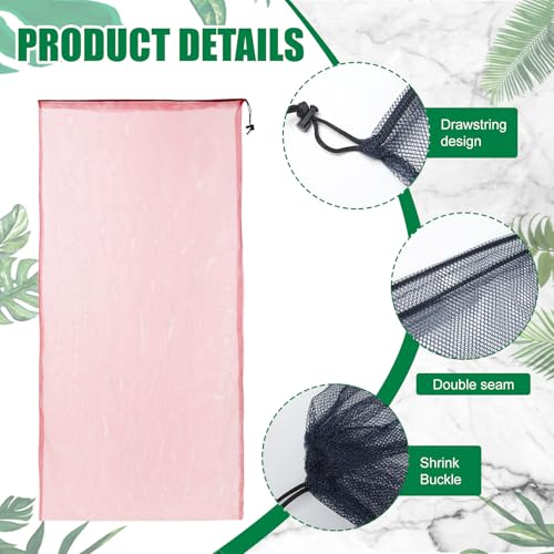 6 Pcs large Mesh Bag 24 x 48 inch Ball Mesh Drawstring Storage Sports Equipment Bag for Balls Beach - color: Red