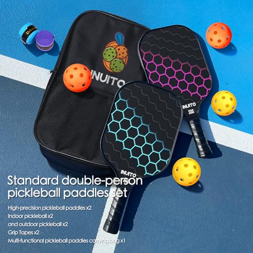 Pickleball Paddles 2026 Pickleball Paddles Set of 2 16mm Thick Paddle with Pickleball Bag Large Sweet Spot Pickle Ball Paddle Set for Men Women Pickleball Racket Set of 2