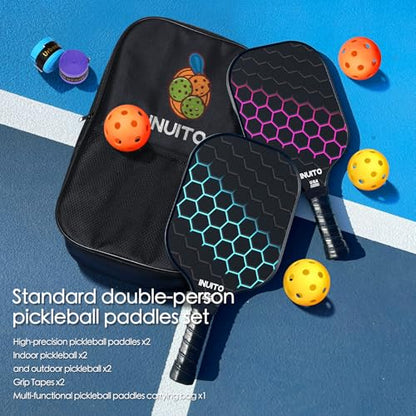 Pickleball Paddles 2026 Pickleball Paddles Set of 2 16mm Thick Paddle with Pickleball Bag Large Sweet Spot Pickle Ball Paddle Set for Men Women Pickleball Racket Set of 2