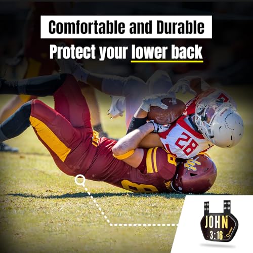O Shield Golden Cross Chrome Football Back Plate, Lower Back Pads for Football Players, Rear Protector, Cross Series - size: Youth (Weight less than 180 Pounds), style: John 3:16 Black