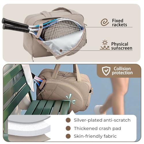 Personalized Tennis Gym Bag for Women, Custom Tennis Bag Holds 2 Rackets with Shoe Compartment, 15.6" Gym Bags for Court, Off-work, Everyday & Overnight Weekend - color: Pink