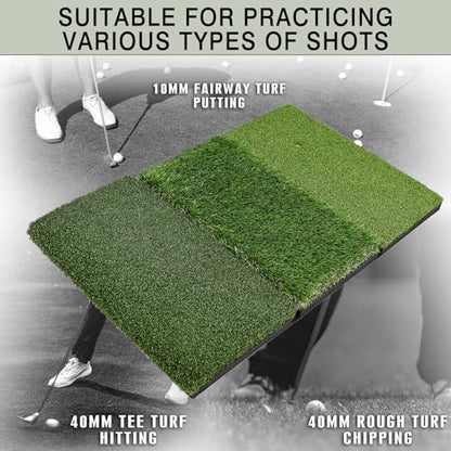 Premium Golf Hitting Mat, 10mm Foam Padding with Rubber Backing Golf Mat, Golf Practice Mat for Indoor and Outdoor Training - style: Tri-Turf Mat