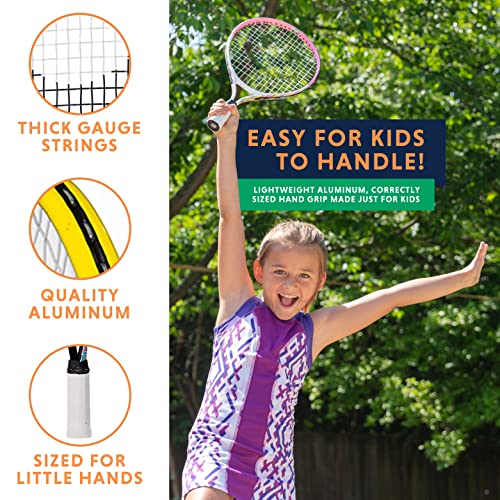 Kids Tennis Racket with Training Videos – Aluminum Youth Tennis Racket with Neoprene Handle for Children Age 5-12 – Learn Faster and Play Better by Street Tennis Club