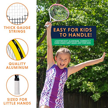 Kids Tennis Racket with Training Videos – Aluminum Youth Tennis Racket with Neoprene Handle for Children Age 5-12 – Learn Faster and Play Better by Street Tennis Club