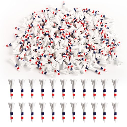 VEASAERS Golf Tees Plastic 1 1/2 inch Value 300 600 Pack, Upgrade More Unbreakable Bulk Stable Reduce Friction Side Spin Tee for Men Women Ladies - color: USA Flag, size: 300 Pack