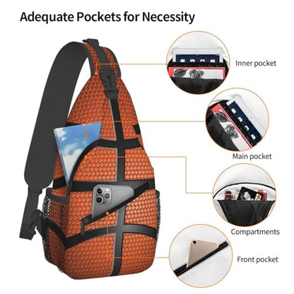 Basketball Sling Backpack Sling Bag Basketball Crossbody Shoulder Bag Purse Basketballs Chest Bag For Men Women - color: Basketball