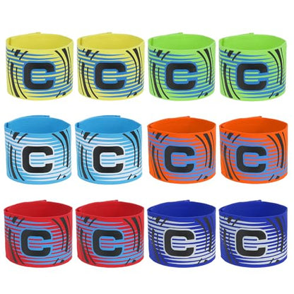 PATIKIL Soccer Captain Armband, 12 Pcs Captain Arm Bands for Soccer Elastic Captain C Arm Band Sports Captain Armbands for Youth Adult Football Team Training 6 Colors