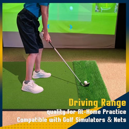 Dual-Turf Golf Mat 36mm: 5x4ft/5x5ft Extra Thick Golf Hitting Mats Practice Outdoor Indoor, High-Density Artificial Hitting Training Matt for Garage Chipping Driving Swing, Ideal Gifts for Men Dad - style: 5‘X5’ Thickened- 31mm