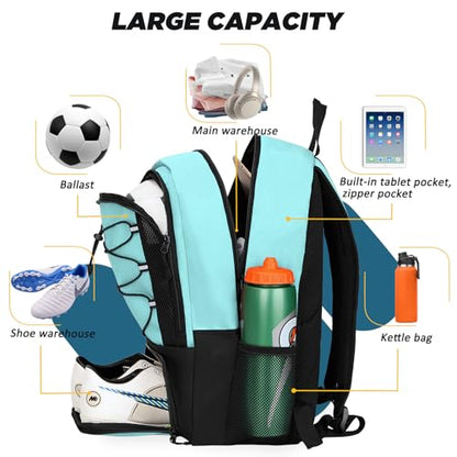 Goloni Soccer Bag, Basketball Bag with Ball Compartment & Shoe Compartment,Large Soccer Backpack for Basketball,Gym，Football - color: Mint Green