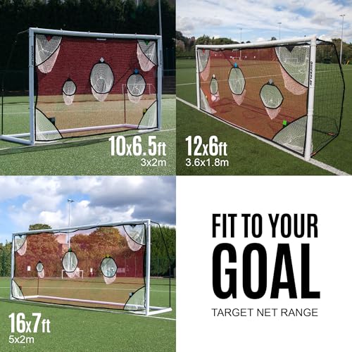 QuickPlay Target Net - Soccer Goal Target Nets with 7 Pockets for Shooting Accuracy - Fits Rigid Goals in Multiple Sizes - Soccer Trainer for Backyard, Training Equipment | Soccer Frame Not Included - style: Target Net 16x7'