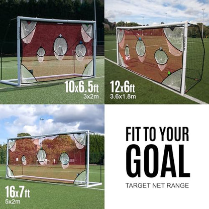 QuickPlay Target Net - Soccer Goal Target Nets with 7 Pockets for Shooting Accuracy - Fits Rigid Goals in Multiple Sizes - Soccer Trainer for Backyard, Training Equipment | Soccer Frame Not Included - style: Target Net 16x7'