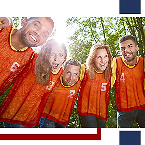 Boyiee Pinnies Scrimmage Vests, Nylon Mesh Team Practice Jersey Youth Pinnies for Sports Basketball Soccer Football - color: Red and Blue