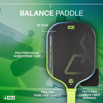 JOOLA SCORPEUS Heat Vision 16mm Pickleball Paddle - Standard Shape - Textured Carbon Fiber Surface for Spin - SK Film for Reduced Vibration - USAP Approved - NFC Chip Enabled