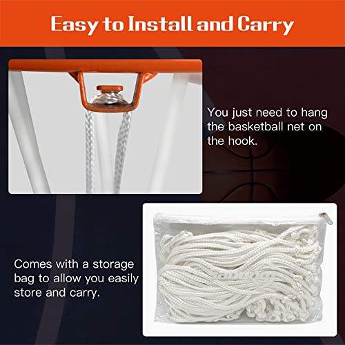 Sanung 2 Pack Basketball Net, Weather-Proof Standard Size Replacement White Basketball Mesh Net for Indoor and Outdoor, Easy to Install