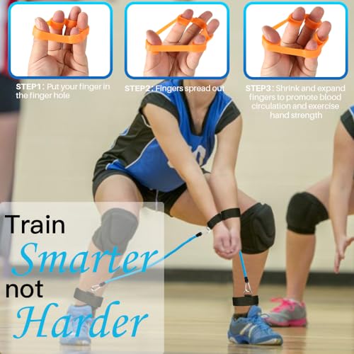 Davllin Complete Volleyball Training Bundle – Rebounder Trainer Kit & Pass Aid Resistance Bands for Serving, Spiking, Setting, Arm Swing Practice, Speed, Agility, Power, and Precision Enhancement