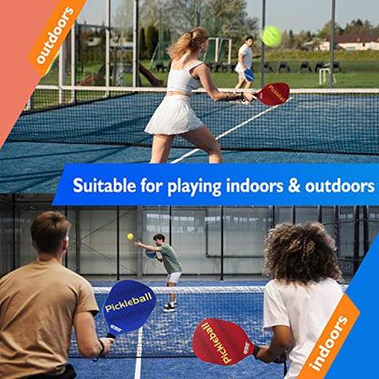 GSE Games & Sports Expert Pickleball Paddles Set with Lightweight Pickleball Rackets & Indoor/Outdoor Pickle-Balls & Mesh Carrying Bag for Family and Friends (2 Paddles/4 Balls or 4 Paddles/6 Balls) - style: 4 Paddles / 6 Balls