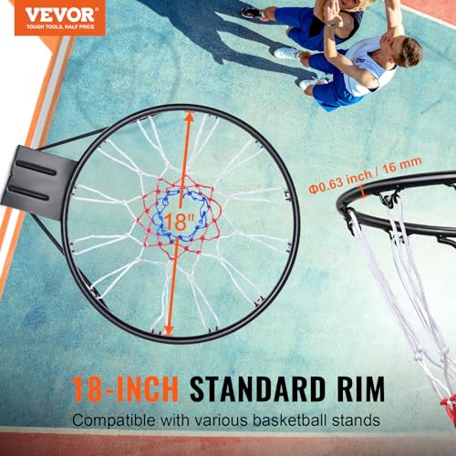 VEVOR Basketball Hoop, 44 54 Inchs PC Backboard Wall Mounted, Basketball Portable Hoop & Goal, Indoor & Outdoor with Hand-Crank Adjustment, Classic Basketball Court, Teens, Adults, Schools, Parks