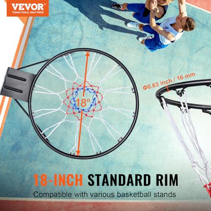 VEVOR Basketball Hoop, 44 54 Inchs PC Backboard Wall Mounted, Basketball Portable Hoop & Goal, Indoor & Outdoor with Hand-Crank Adjustment, Classic Basketball Court, Teens, Adults, Schools, Parks