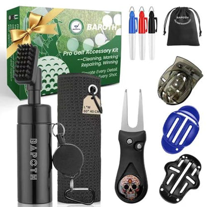 Golf Club Cleaner, Non-Leaking Stretchable Golf Club Brush with Microfiber Golf Towel (23.6 * 15.7 in), Strong Bristles Golf Brush Can Hold 5oz Water, Essentials Golf Accessories for Men