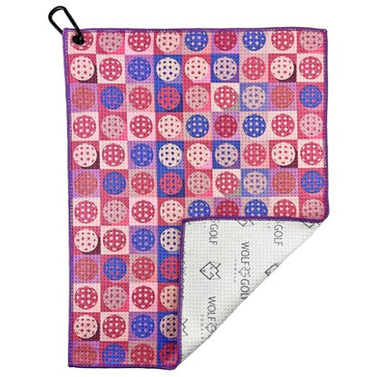 Wolf Golf Towels Pickleball Towel | Pickleball Gifts | Pink Balls | Sport Towel | Retirement Gift - color: Pickleballs in Pink