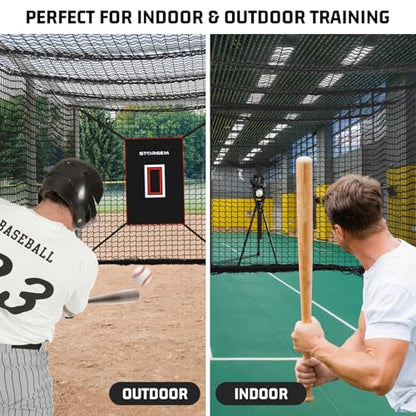 Storgem Baseball Batting Cage Net, Frame Not Include, Baseball and Softball Cage Netting with Door, Target Cloth, Heavy Duty Enclosed Hitting Cage Net for Backyard and Indoor