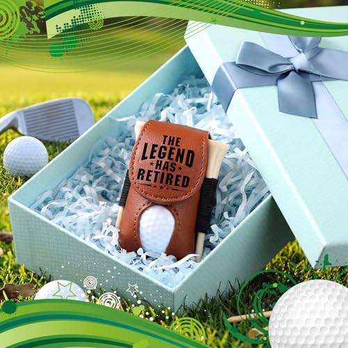 Realspring 8 Pcs Father's Day Golf Retired Gifts Set Daddy Grandpa Golf Gifts, Ball Pouch Bag and 5 Pcs Wood Tees 2 Balls Christmas Birthday Gift for Men, Grandpa from Daughter Son