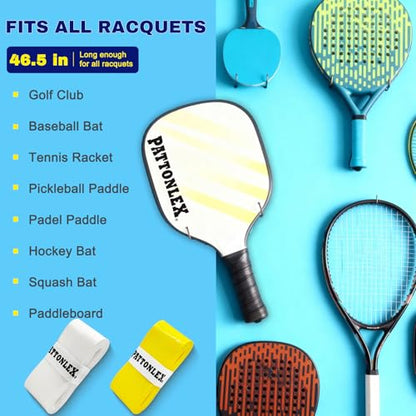 Tennis Racket Grip Tape – 3, 6, 12 Pack Overgrip for Tennis Racquet, Badminton, Pickleball Paddle, Squash, Table Tennis – Sweat Absorbent, Non-Slip, Comfortable Overwrap Grip - color: White + Yellow