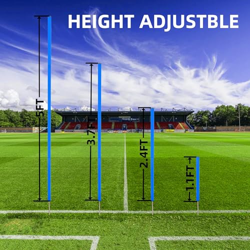 6 Pcs 5FT Adjustable Agility Training Poles for Soccer,Basketball,Football,Dog,Horse Training-Speed and Agility Training Equipment Sports Training Sticks with Stainless Steel Ground Nails - color: Blue