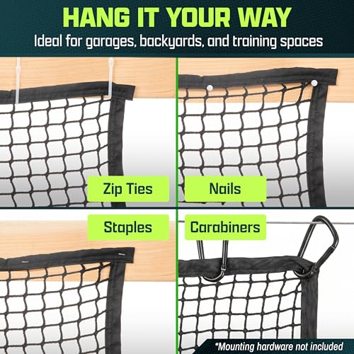 GoSports Golf Netting – Heavy Duty Golf Practice Net for Backyard Driving Range, Golf Simulator & Hitting Cage – Bulk Golf Netting for Indoor & Outdoor Use – 10 ft, 15 ft, 20 ft