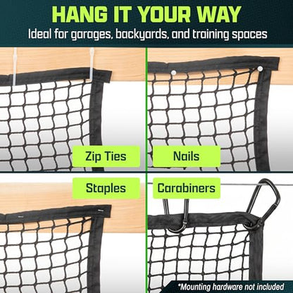 GoSports Golf Netting – Heavy Duty Golf Practice Net for Backyard Driving Range, Golf Simulator & Hitting Cage – Bulk Golf Netting for Indoor & Outdoor Use – 10 ft, 15 ft, 20 ft