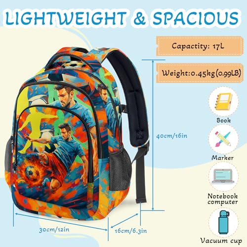 Soccer Backpack for Kids,School Bookbag Large Capacity Adjustable Bookbag Durable Lighting Multi Pockets School Bag Daypack Travel (Soccer) - color: Soccer