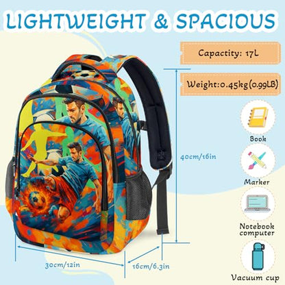 Soccer Backpack for Kids,School Bookbag Large Capacity Adjustable Bookbag Durable Lighting Multi Pockets School Bag Daypack Travel (Soccer) - color: Soccer