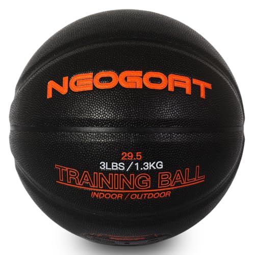 3LBS/2.2LBS 29.5"/28.5" Weighted Heavy Basketball Training Equipment for in& Outdoor Improving Handling Dribbling, Passing&Rebounding Skills Weighted Training Basketball(Deflated,Size 7/6) - color: Black&Orange Weighted Basketball 3LBS/1.3KG, size: Size 7