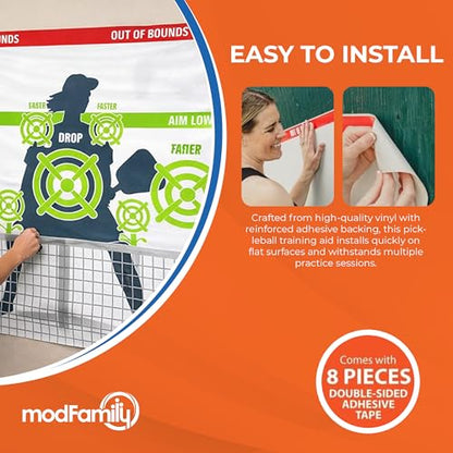 Pickleball Dink Pad Practice Board Poster Rebounder Training Aid - Improve Your Pickle-Ball Game Dinks & Reflexes - Transform Any Wall Into A Pickle Ball Court and Net Indoor or Outdoors by Modfamily - size: L 3'x4' (1 Person)