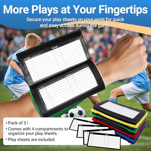 Multicolor Football Play Wristband, Softball Wristbands for Signs, Football Quarterback Play Wristbands for Youth and Adult with 3 Compartments