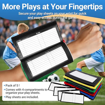 Multicolor Football Play Wristband, Softball Wristbands for Signs, Football Quarterback Play Wristbands for Youth and Adult with 3 Compartments