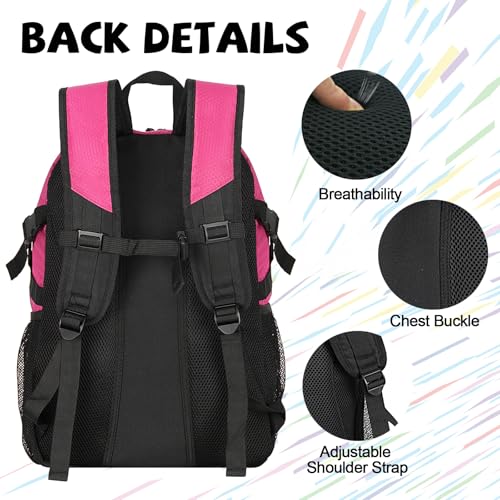 Goloni Basketball Backpack Bag,35L Basketball Bag with with Separate Ball & Shoe Compartments,Large Sports Bag for Basketball - color: Pink