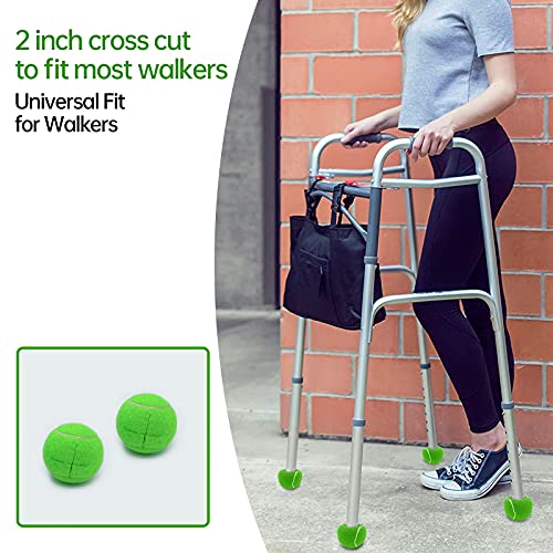 Magicorange 4 PCS Precut Walker Tennis Balls for Furniture Legs and Floor Protection, Heavy Duty Long Lasting Felt Pad Glide Coverings