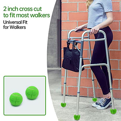 Magicorange 4 PCS Precut Walker Tennis Balls for Furniture Legs and Floor Protection, Heavy Duty Long Lasting Felt Pad Glide Coverings